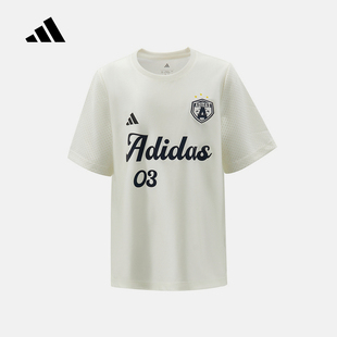adidas阿迪达斯宽松透气半袖T恤2026夏女大儿童短袖上衣 KG7837