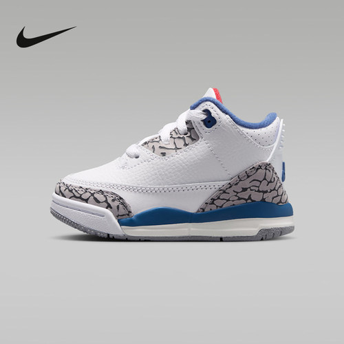 Nike耐克AJ3童鞋Air Jordan 3白蓝中帮休闲运动篮球鞋DM0968-104