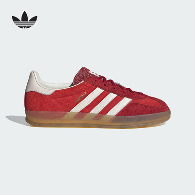 adidas阿迪达斯三叶草T头鞋2025秋女GAZELLE红色德训板鞋 IE1051