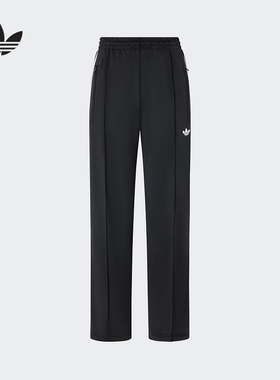 adidas阿迪达斯三叶草运动裤2025春新款女三条纹针织长裤KB2467