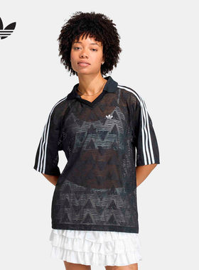 adidas阿迪达斯2026夏新品女子足球风运动短袖V领球衣 KD0344