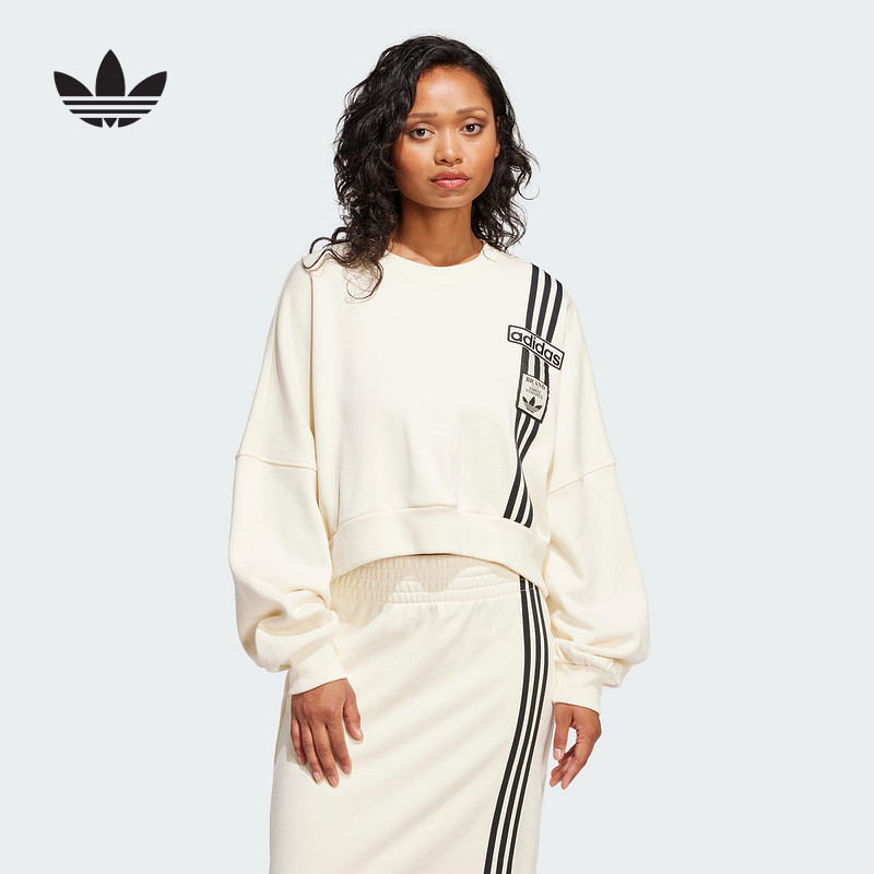 adidas阿迪达斯三叶草宋雨琦同款套头衫2025春女圆领卫衣JD0084