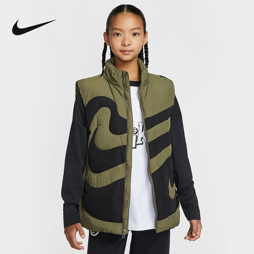 NIKE耐克羽绒服大童保暖羽绒马甲冬季运动男女童背心 IQ2954-222