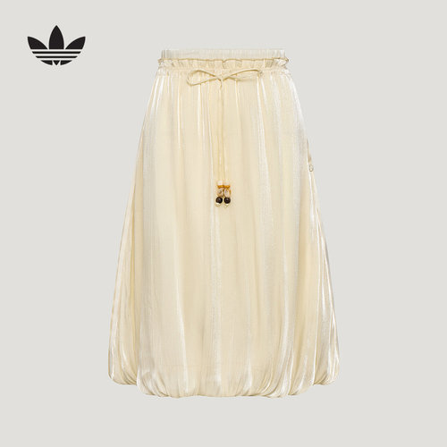 adidas阿迪达斯三叶草垂坠感裙子秋女柔和光泽长款半身裙 LD6439