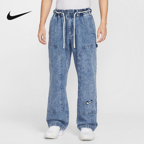 NIKE耐克男裤2025冬新款运动裤宽松直筒裤复古牛仔长裤HV3561-436