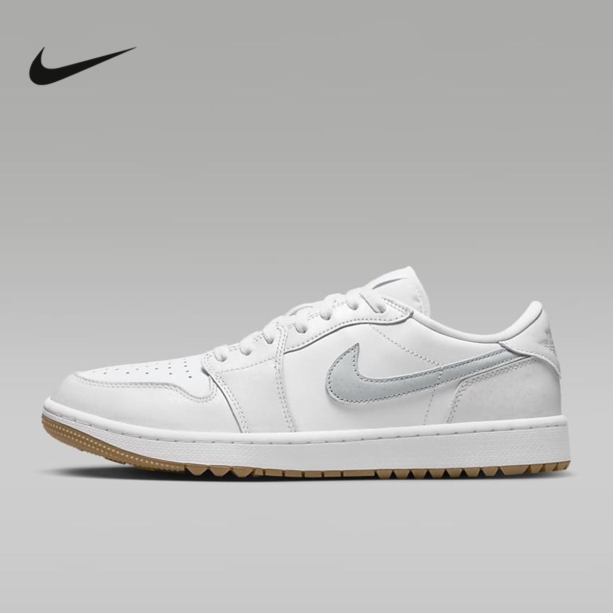 耐克男鞋AIR Jordan 1 AJ1白色高尔夫球鞋缓震低帮板鞋DD9315-111