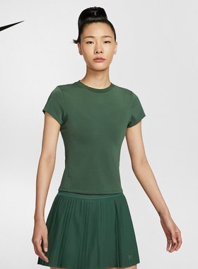 Nike耐克DRI-FIT女子速干短袖网球上衣夏季修身运动T恤HQ2995-323