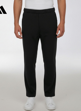 adidas阿迪达斯黑色修身休闲裤拉链口袋2026春男针织长裤 KV5987
