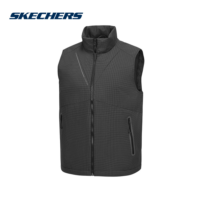 Skechers斯凯奇2025春男女同款棉服梭织裥棉马甲P125U019/053F