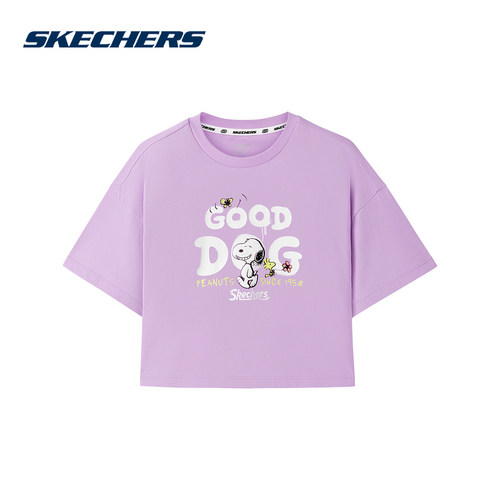 Skechers斯凯奇26夏史努比联名时尚运动休闲女童短袖T恤 L326G026