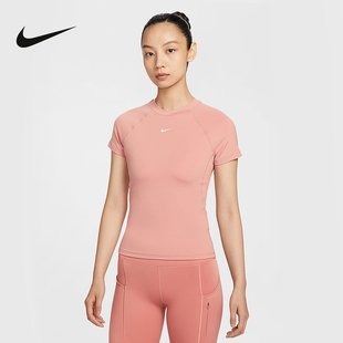 Nike耐克女小勾短款瑜伽训练修身款速干运动T恤衫短袖 FV7843-685