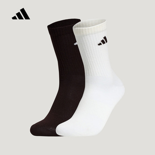 adidas阿迪达斯中筒中帮袜2026春中性黑白运动风两双装袜子KW1148
