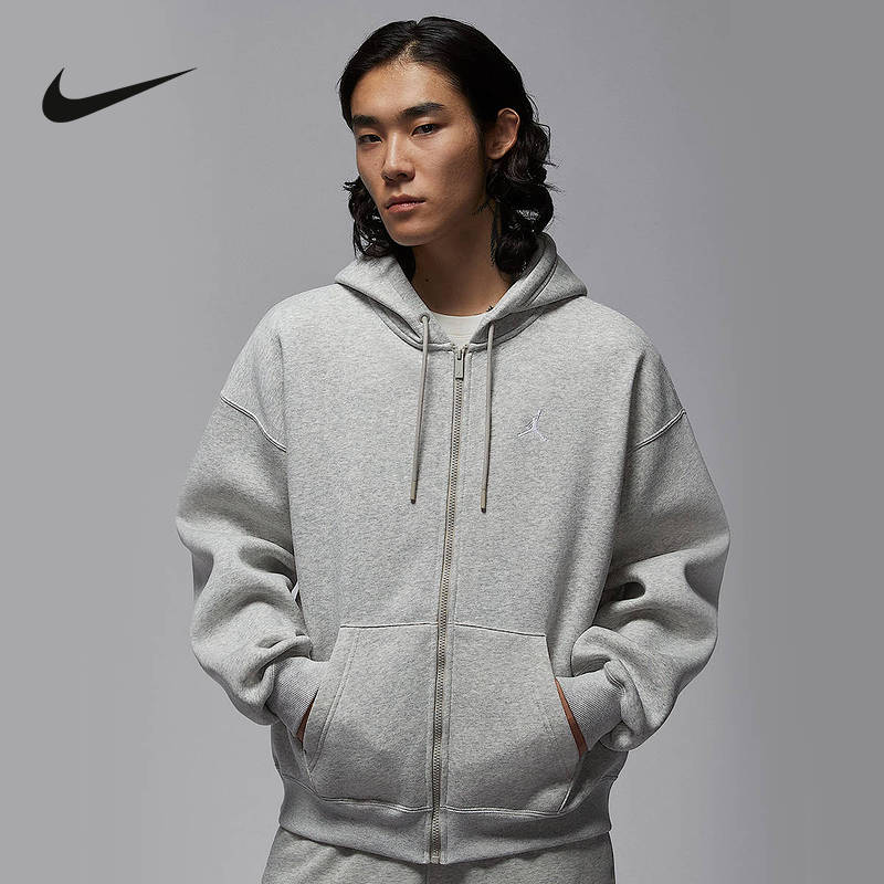 Nike耐克加绒外套男冬季Jordan宽松开襟连帽衫运动夹克IB7232-050