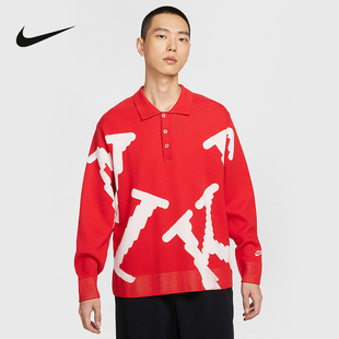 657 红色针织卫衣HV1437 NIKE耐克男子长袖 宽松橄榄球上衣26春新款