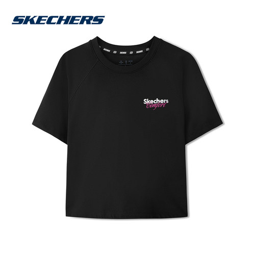 Skechers斯凯奇2026夏女运动短袖T恤短款透气休闲针织衫 L326W019