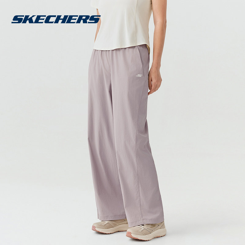 Skechers斯凯奇女子跑步长裤防风休闲直筒裤宽松运动裤 P226W028