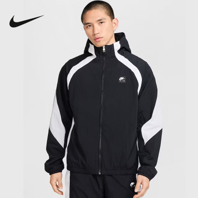 NIKE耐克男子健身运动夹克2026春拼接撞色梭织连帽外套HJ0635-010