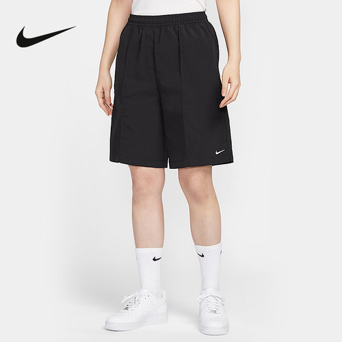 NIKE耐克女子高腰梭织短裤25夏新款刺绣logo运动五分裤HJ1398-010