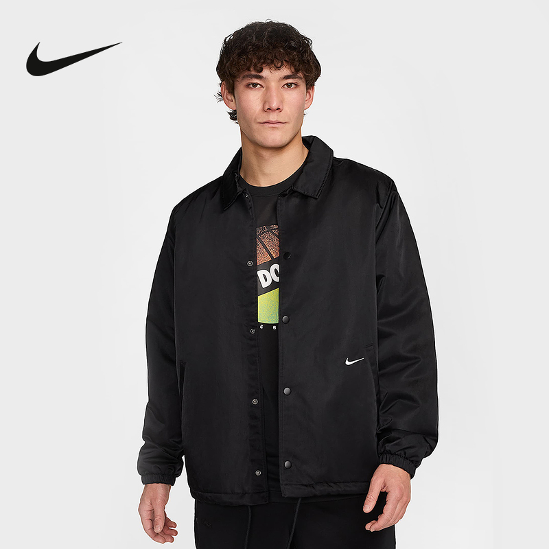 Nike耐克男子上衣72黑白印花外套运动休闲翻领梭织夹克HJ3876-010