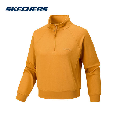 Skechers斯凯奇26春新款女士卫衣针织半拉链套头衫 P126W046/06DK