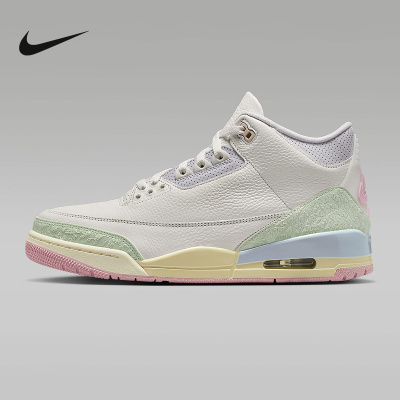 Nike耐克女鞋Air Jordan 3 AJ3白绿粉马卡龙低帮篮球鞋IF4396-100