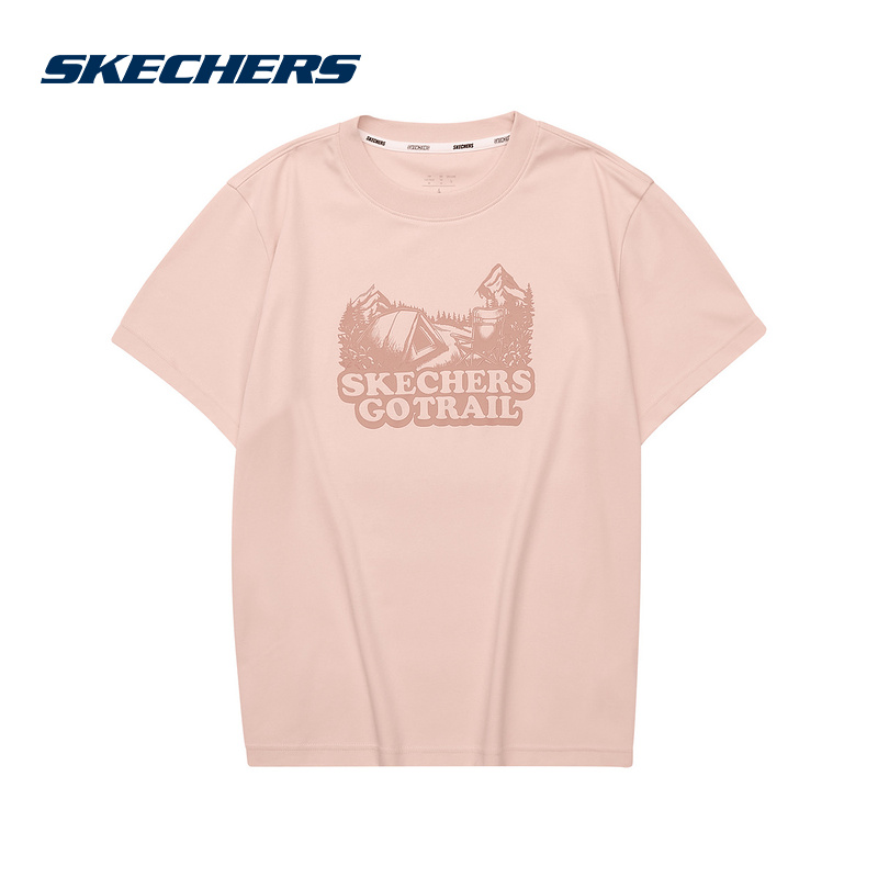 Skechers斯凯奇女夏舒适透气针织短袖圆领休闲T恤L324W079/01C9