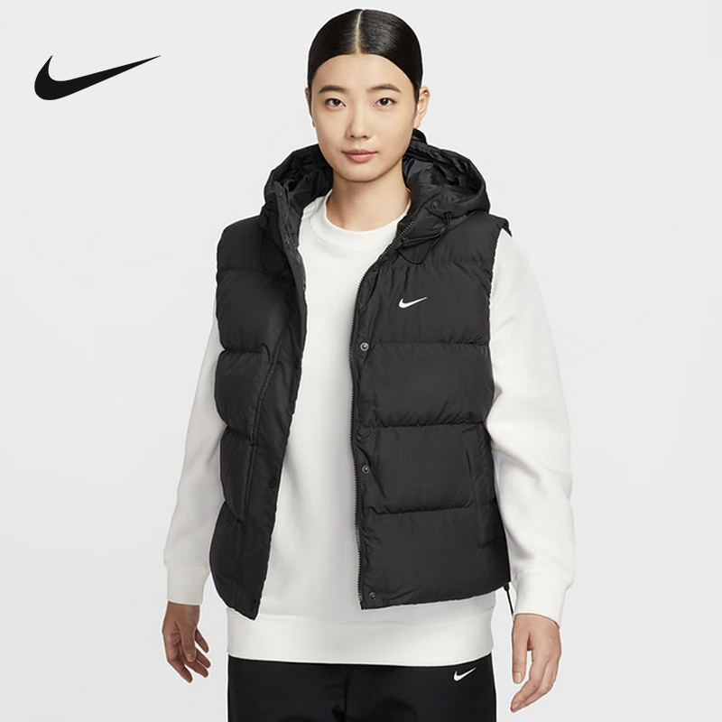 NIKE耐克女子羽绒服背心25冬新款轻便保暖连帽马甲外套IH1010-010