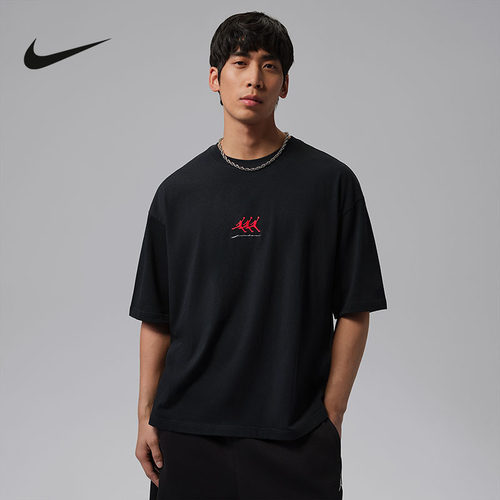 Jordan耐克男T恤夏季刺绣宽松休闲透气运动上衣棉短袖IF3134-010