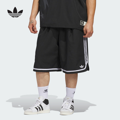 adidas阿迪达斯三叶草篮球风五分裤2026夏中性宽松梭织短裤JZ6968