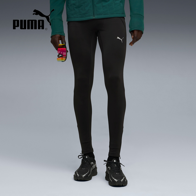 PUMA彪马冬季男子M RUN拒寒保暖中腰抽绳跑步健身紧身裤527531-01
