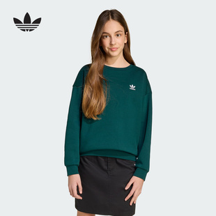 阿迪达斯儿童装25冬男大童女装三叶草加绒休闲宽松圆领卫衣JX2751