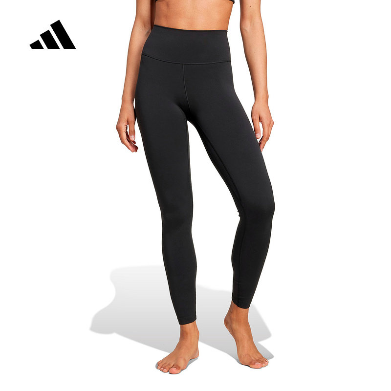 adidas阿迪达斯黑色高腰外穿健身瑜伽裤2026春女紧身长裤 JW7584
