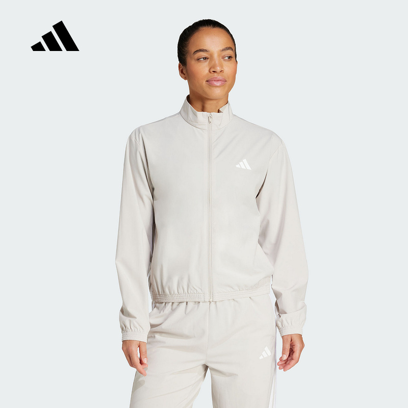adidas阿迪达斯女外套2025春款休闲防风梭织立领运动夹克 JE6173