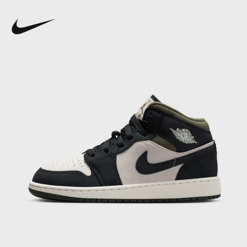 Nike耐克女鞋Jordan 1 AJ1黑白复古中帮板鞋大童篮球鞋HV4399-102