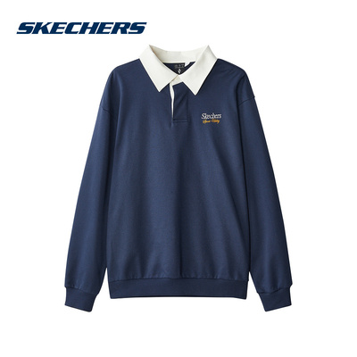 SKECHERS斯凯奇秋季男款针织套头卫衣休闲上衣 L324M023-002Z