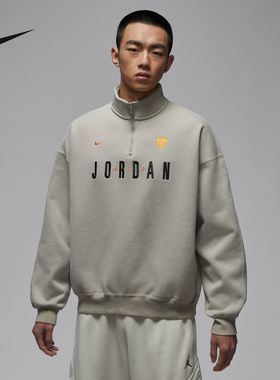 NIKE耐克男子半拉链立领卫衣春季Jordan刺绣运动套头衫IF1817-334