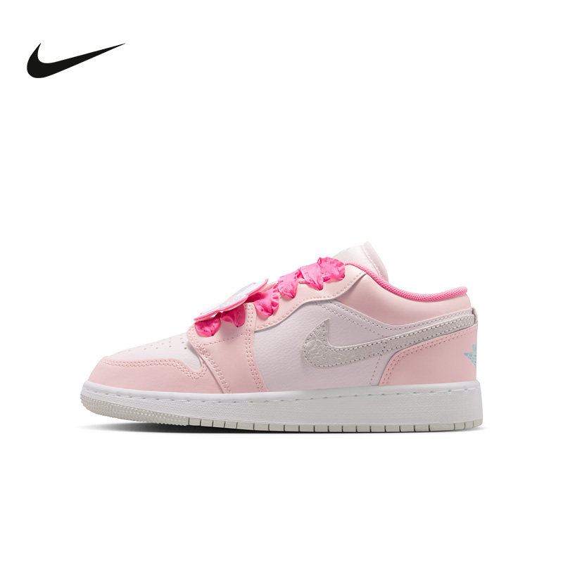 NIKE耐克童鞋女鞋Air Jordan 1荷叶边珍珠粉大童运动鞋II1247-600