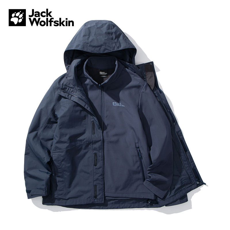 JackWolfskin狼爪冲锋衣男秋冬户外软壳内胆三合一外套5122271