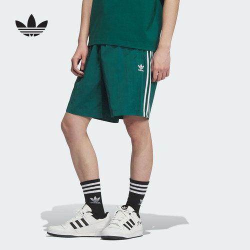 adidas阿迪达斯三叶草三条纹五分裤2025秋男篮球梭织短裤 KC0155