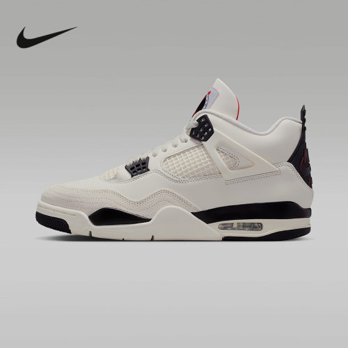 耐克男鞋Air Jordan 4 AJ4白黑红 飞行 中帮复古篮球鞋IM4002-100