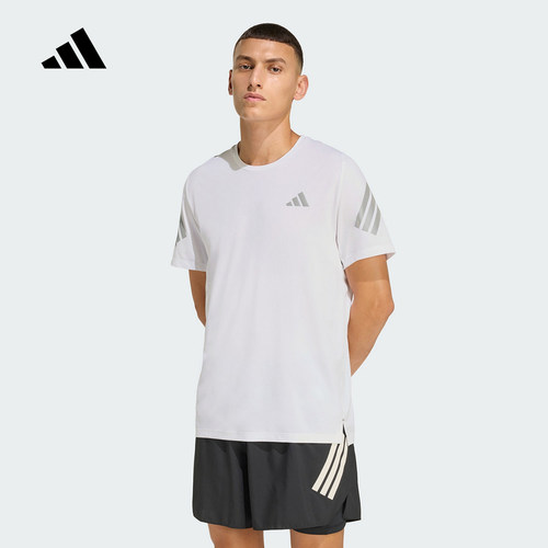 adidas阿迪达斯三条纹户外跑步健身半截袖2026夏男短袖T恤 JZ7695