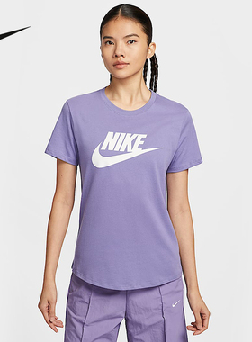 NIKE耐克女短袖25夏ESSENTIALS印花T恤休闲柔软针织衫DX7907-527