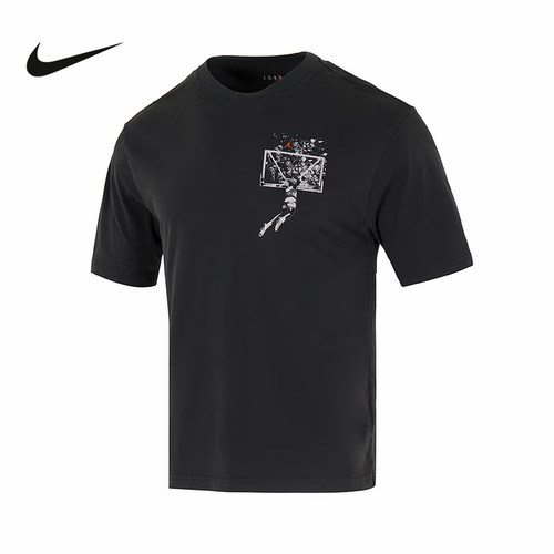 NIKE耐克AJ短袖男夏季JORDAN扣碎图案宽松篮球运动T恤IB3298-133