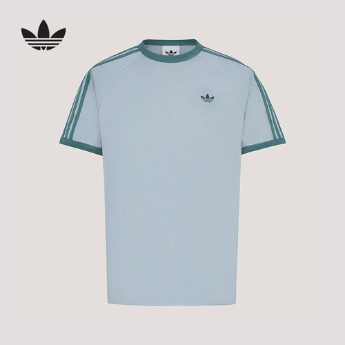 adidas阿迪达斯三叶草经典半截袖2026春男三条纹短袖T恤 KG6322