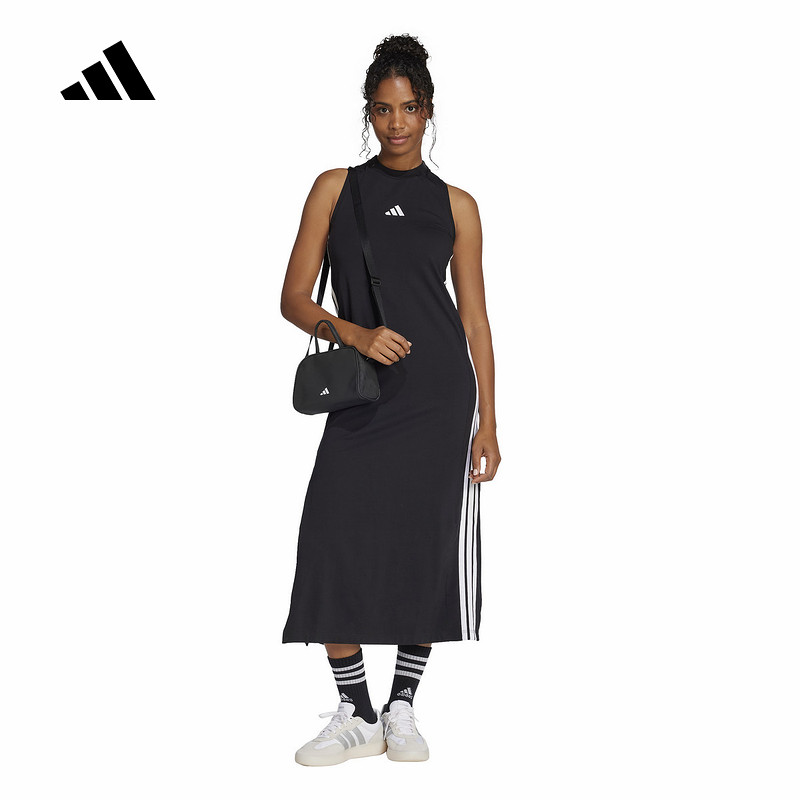 adidas阿迪达斯连衣裙女子2025春季弹力工字背无袖长裙子 JE1208
