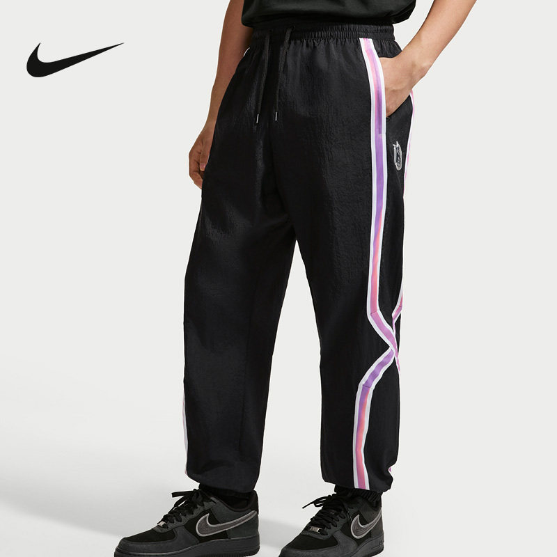 NIKE耐克男裤2026夏季篮球运动裤宽松收口梭织条纹长裤IR6279-010