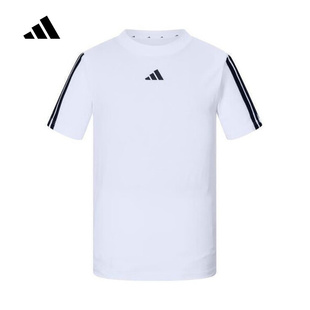 adidas阿迪达斯男女大童简约白色半袖T恤2025夏短袖上衣 JD6488