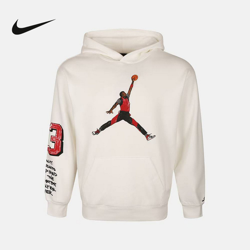 NIKE耐克男女童卫衣冬季Jordan印花保暖连帽针织套头衫IQ2915-133