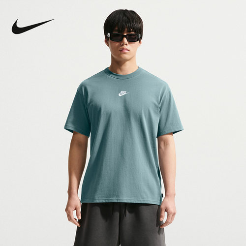 NIKE耐克男T恤夏新款刺绣logo宽松圆领短袖上衣针织衫IH1122-382