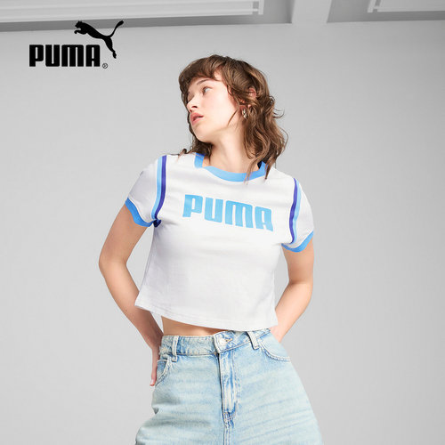 PUMA彪马夏季新款女子时尚舒适短款透气休闲运动短袖T恤631946-02